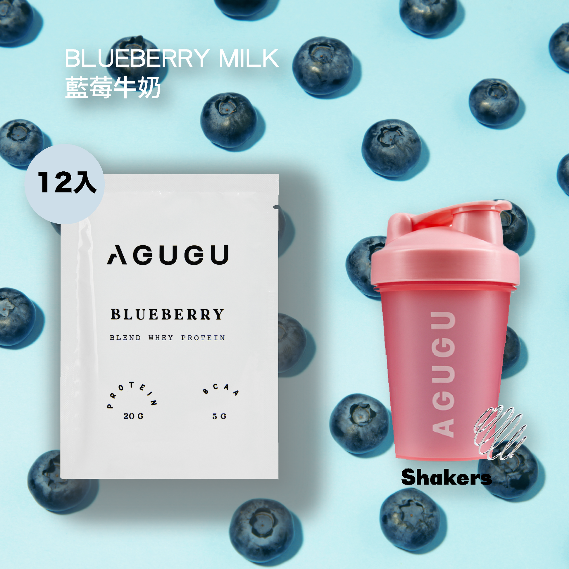 BLUEBERRY 12 PACK PINK CLASSIC SHAKER BOTTLE
